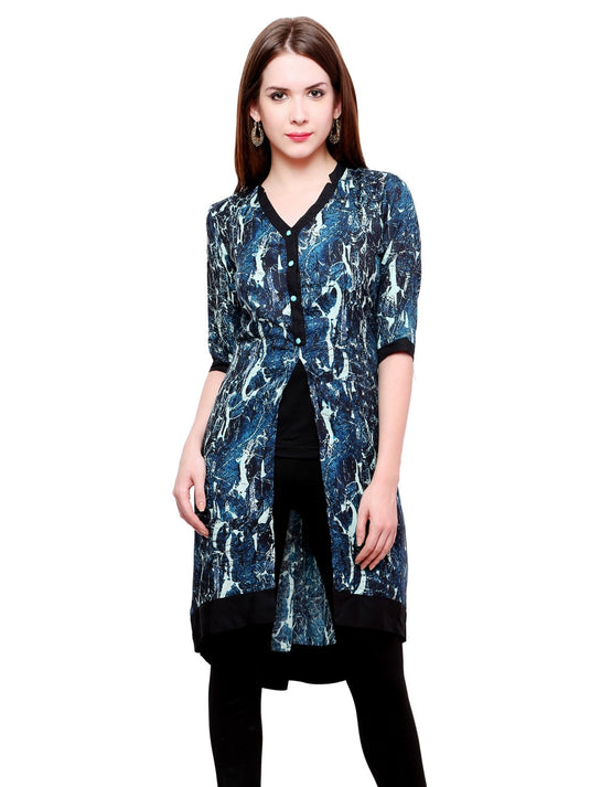 Pannkh Women's Abstract Print Jacket Kurti