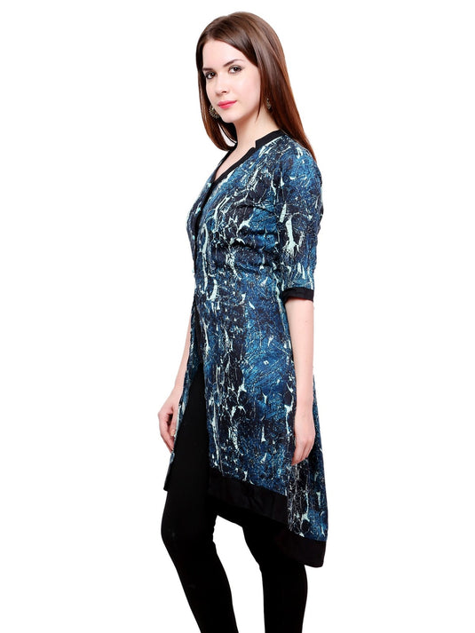 Pannkh Women's Abstract Print Jacket Kurti