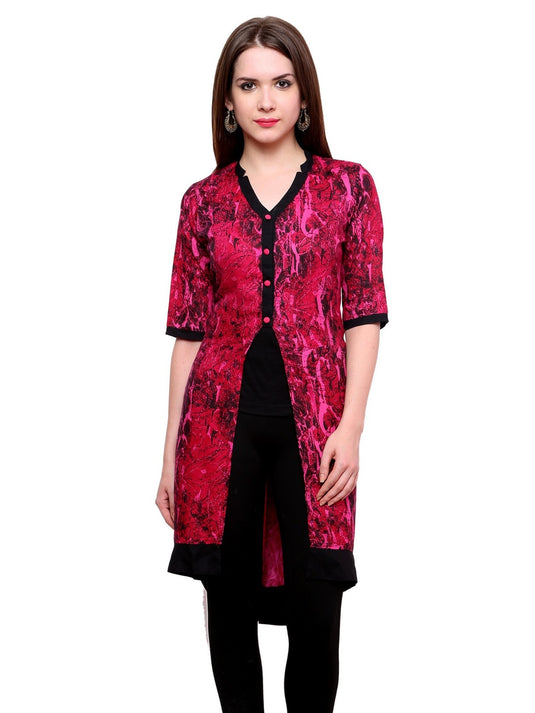 Pannkh Women's Abstract Print Jacket Kurti