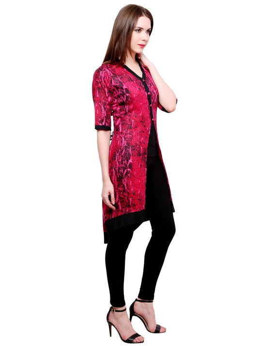 Pannkh Women's Abstract Print Jacket Kurti