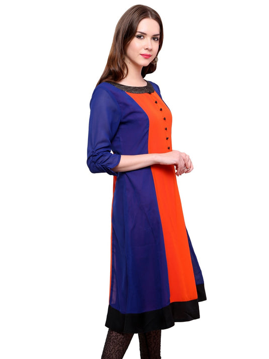 Pannkh Women's Georgette Anarkali Kurti