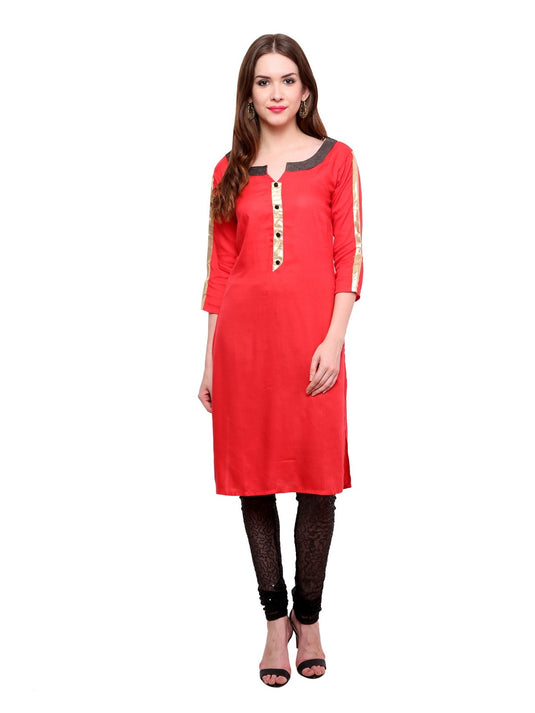 Pannkh Women's brocade Placket Kurti