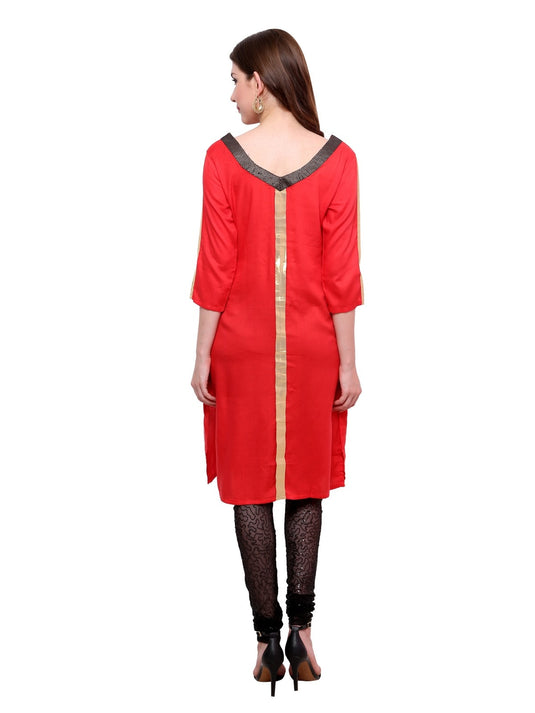 Pannkh Women's brocade Placket Kurti