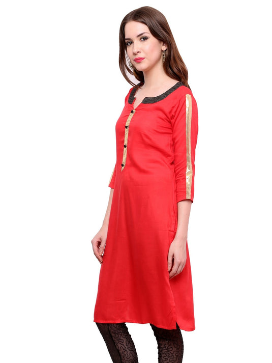 Pannkh Women's brocade Placket Kurti