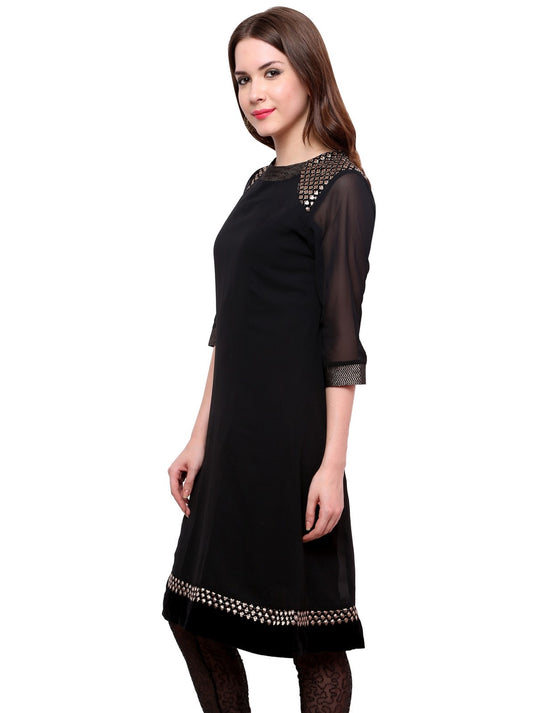 Pannkh Women's  Shoulder Brocade Kurti