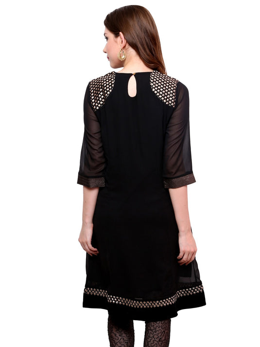 Pannkh Women's  Shoulder Brocade Kurti