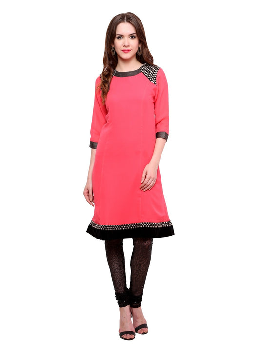 Pannkh Women's  Shoulder Brocade Kurti