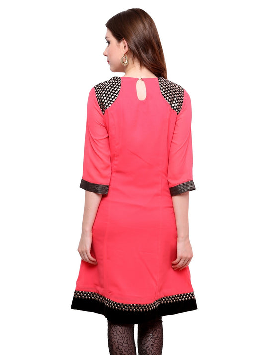 Pannkh Women's  Shoulder Brocade Kurti