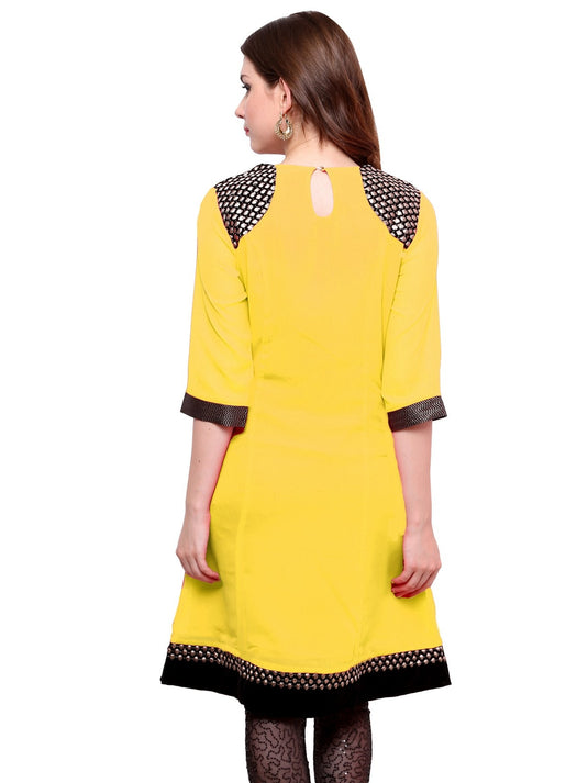 Pannkh Women's  Shoulder Brocade Kurti