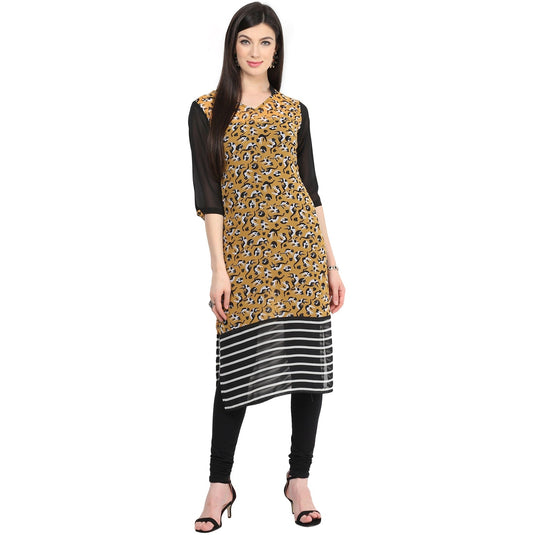 Pannkh Women's Red Abstract Print Kurti