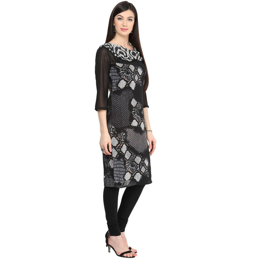 Pannkh Women's Monocromatic Cowl Kurti