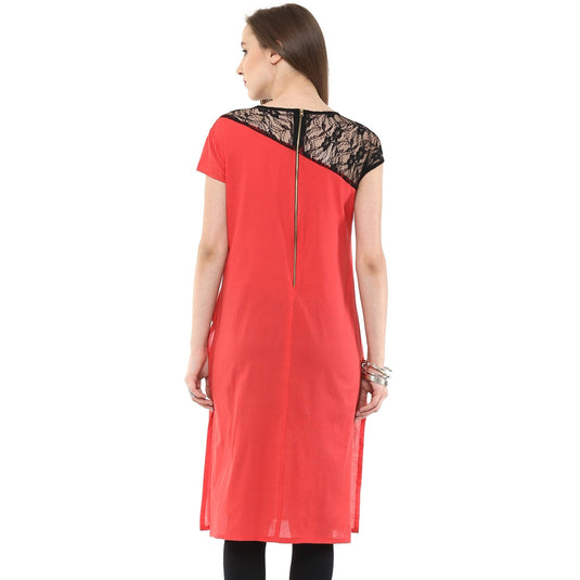 Pannkh Women's Asymmetric Lace Kurti