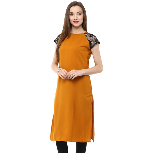 Pannkh Women's Raglan Lace Kurti