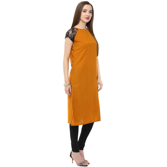 Pannkh Women's Raglan Lace Kurti