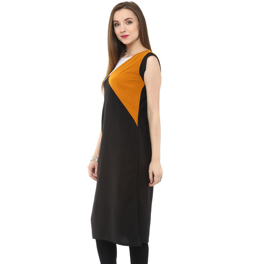 Pannkh Women's Color Block Patched Kurti