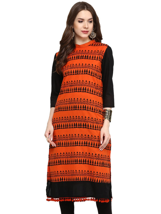 Block Print Kurti With Pom-Pom