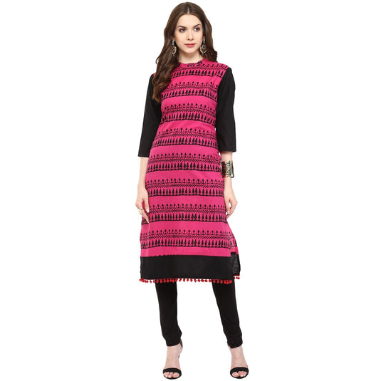 Block Print Kurti With Pom-Pom