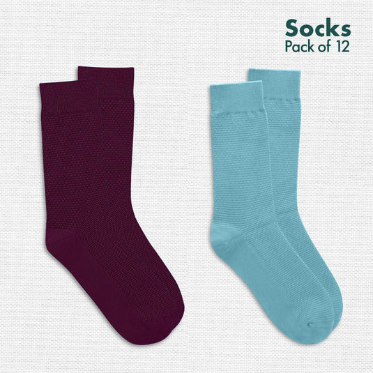 Solid Color Affair! Unisex Socks, 100% Organic Cotton, Crew Length, Pack of 12