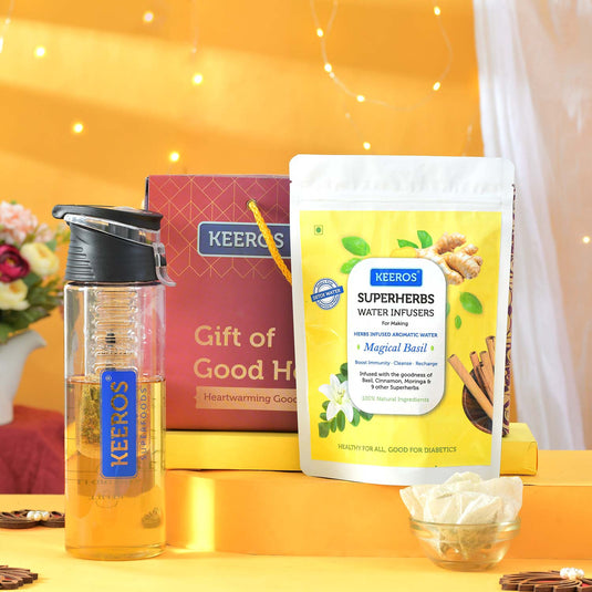 Keeros Healthy Bhai Dooj Gift Hampers with Tikka Pack | Perfect Bhai Dooj Gifts for your Beloved Brother in a Premium Box