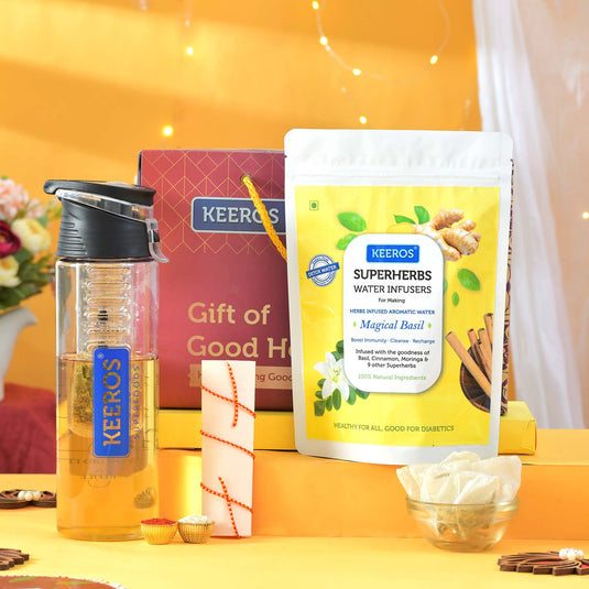 Keeros Healthy Bhai Dooj Gift Hampers with Tikka Pack | Perfect Bhai Dooj Gifts for your Beloved Brother in a Premium Box