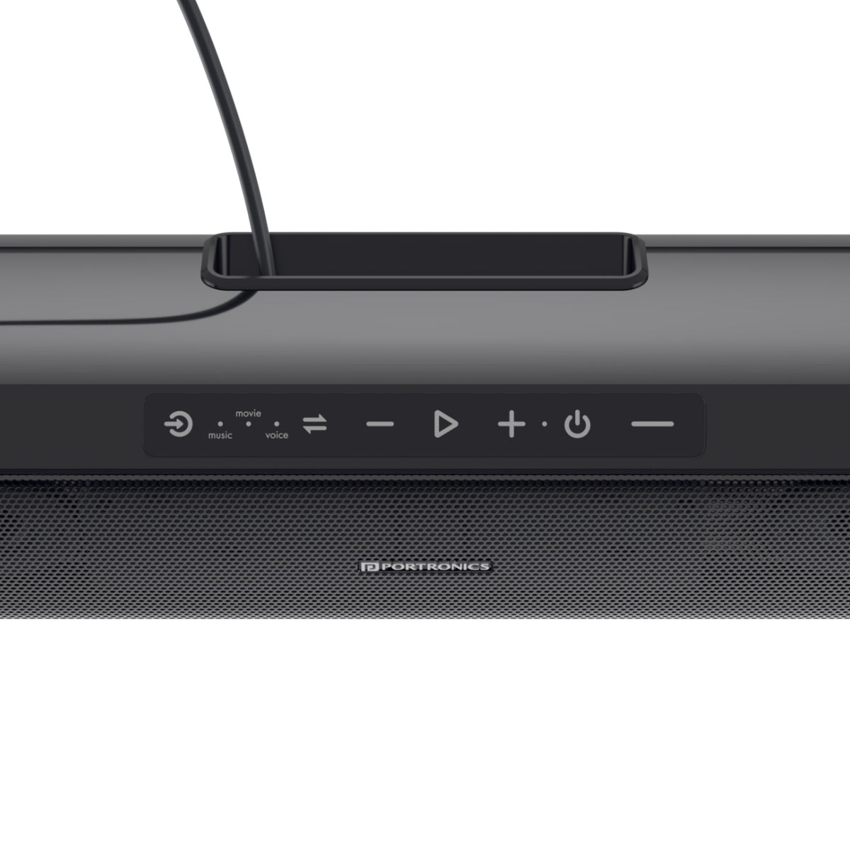 Portronics Sound Slick 6 60 W soundbar bluetooth speaker with buttons on it. Black