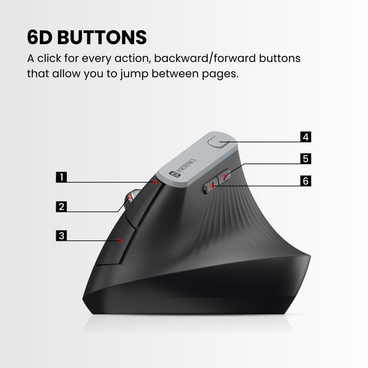 Black Portronics Toad Ergo Wireless Mouse with 6D buttons