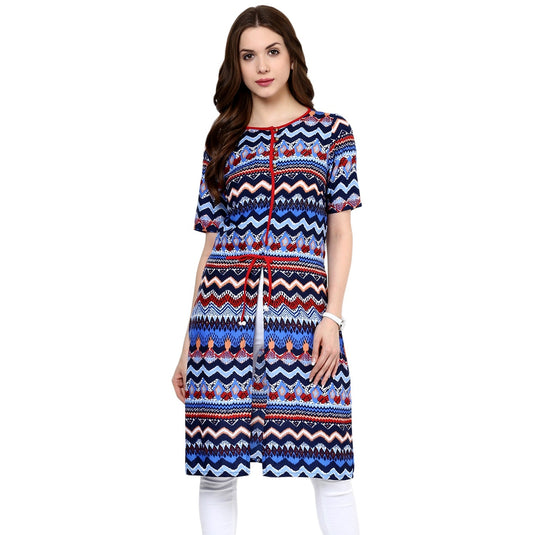 Pannkh Women's Astrix Print Kurti with Front Tie-Up