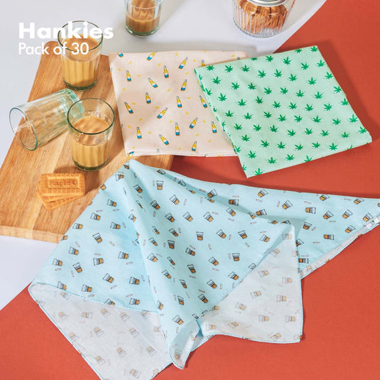 My Hanky Closet! Unisex Hankies, 100% Organic Cotton, Pack of 30 + Free Tin Box