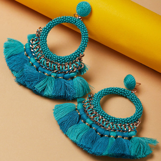 Green Tassel Earring