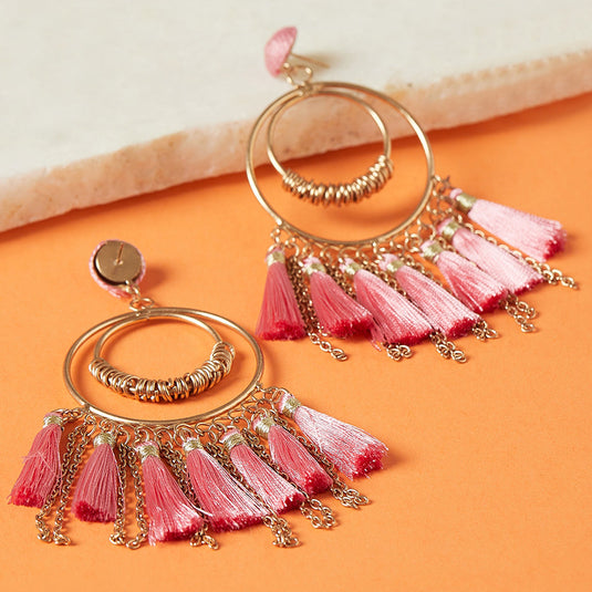 Pink Tassel Earrings