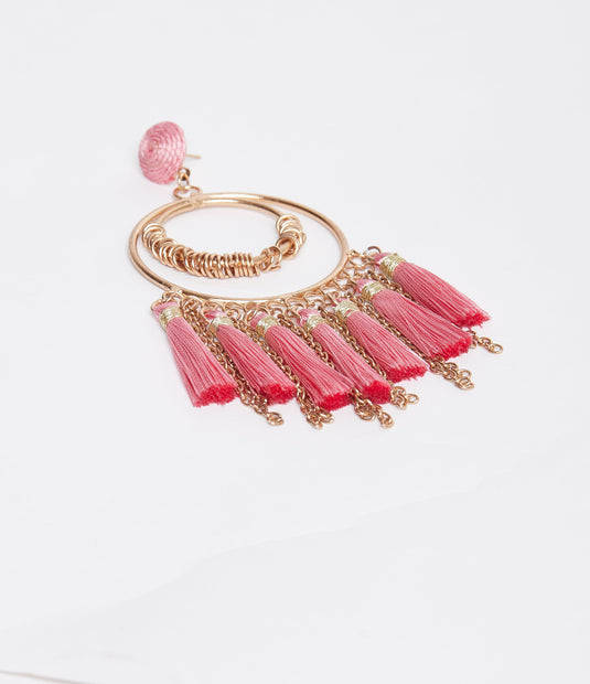 Pink Tassel Earrings