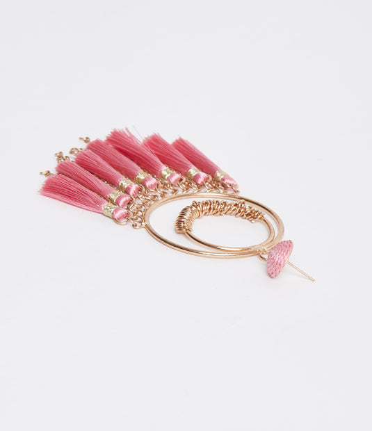 Pink Tassel Earrings