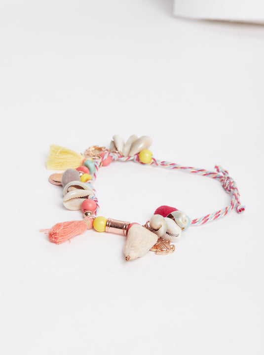 Charms,Tassel And Shell Bracelet