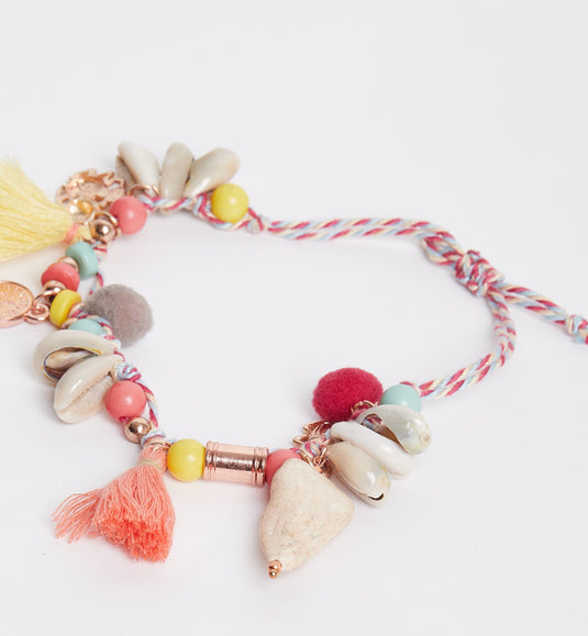 Charms,Tassel And Shell Bracelet