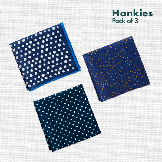 PTO! Polka Turn Over! Unisex Hankies, 100% Organic Cotton, Pack of 3