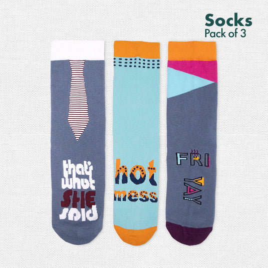 Wordle Series 2! Unisex Socks, 100% Organic Cotton, Crew Length, Pack of 3