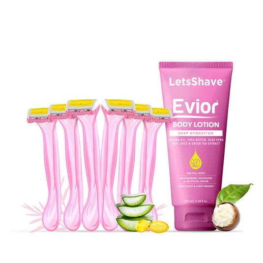 Evior Bikini Razor (Pack of 6) with Evior Body Lotion 100ml