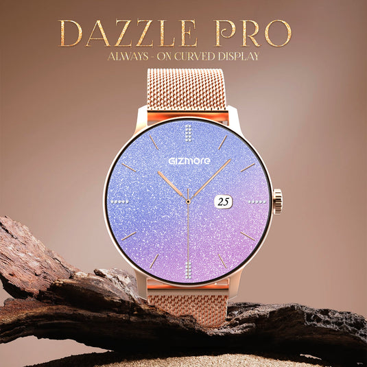 GIZMORE DAZZLE Pro 1.19 Inch AMOLED Always-On Curved Display BT Calling Smartwatch (Rose Gold)