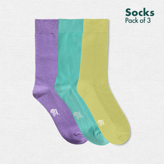 Flying Colors! Unisex Socks, 100% Organic Cotton, Crew Length, Pack of 3