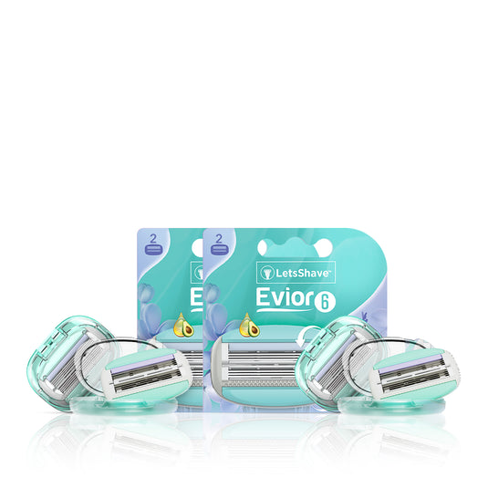 LetsShave Evior 6 Blade Refills for Women + Moisturising Band (Pack of 4 Blades)