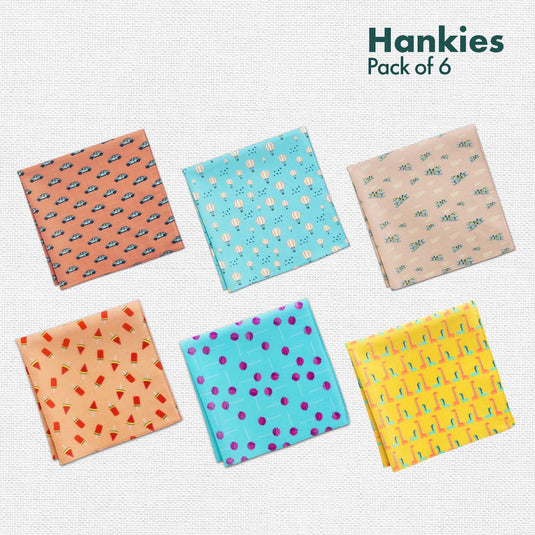 Child-unlock! + Travelicious! Unisex Hankies, 100% Organic Cotton, Pack of 6