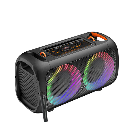 GIZMORE Trolley T3000 DRUMM 60 W Bluetooth Portable Party Speaker Up to 4 hrs Playtime with Digital LED Display, RGB Lights, Multi Connectivity USB, FM, AUX, SD Card & Wireless MIC for Karaoke Party