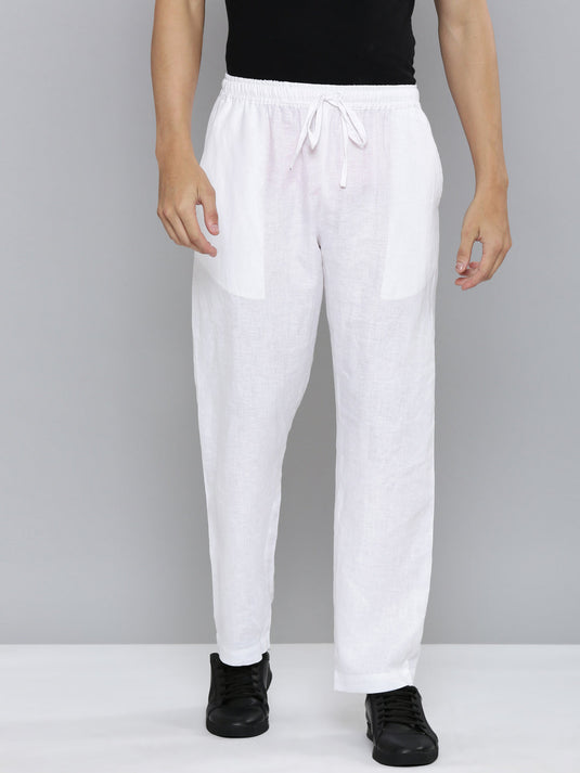 Men Hemp White Broad Bottom Comfort Pant