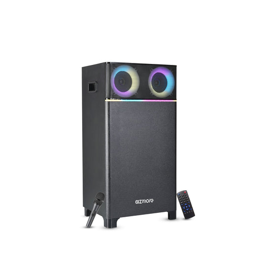 GIZMORE Trolley T4000 WOODY BASS 80 W Bluetooth Party Speaker Supporting Digital LED Display, RGB Lights, Multi Connectivity USB, FM, AUX and Support HDMI, Wireless MIC, Remote Control and Joystick