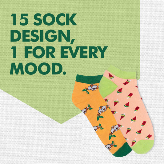 My Sock Drawer! Series 1! Unisex Socks, 100% Organic Cotton, Ankle Length, Pack of 15 + Free Tin Box