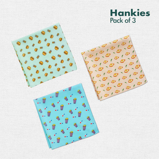 Foodgasm Series 1! Unisex Hankies, 100% Organic Cotton, Pack of 3