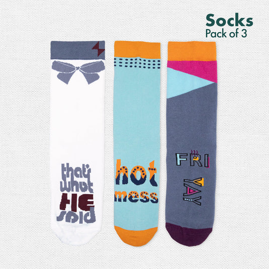 Wordle Series 1! Unisex Socks, 100% Organic Cotton, Crew Length, Pack of 3