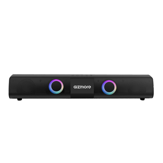 GIZMORE 2000 Soundbar Speaker 20W RMS Powerful Bass Soundbar with Quad & Equalizer Mode, in-Built RGB Light, Immersive Surround Sound, Upto 6 Hrs Playtime , Multi Connectivity AUX/USB/BT/FM/SD Card