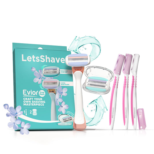 LetsShave Evior Face and Body Care Shaving Kit for Women with 6 Blade Full Body Razor for Women + Eyebrow & Facial Razor for Women (Pack of 3) | Hair Removal Machine for Women