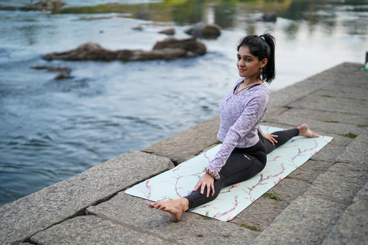 beautiful extra thick yoga mat for women by kosha yoga co